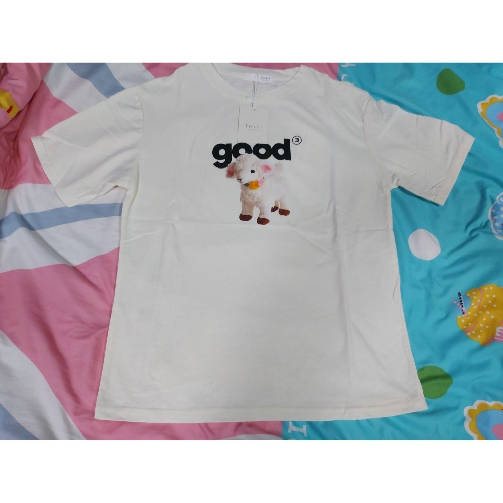 Cindy+ good可愛羊羊短T-奶白色、奶杏色-細節圖2