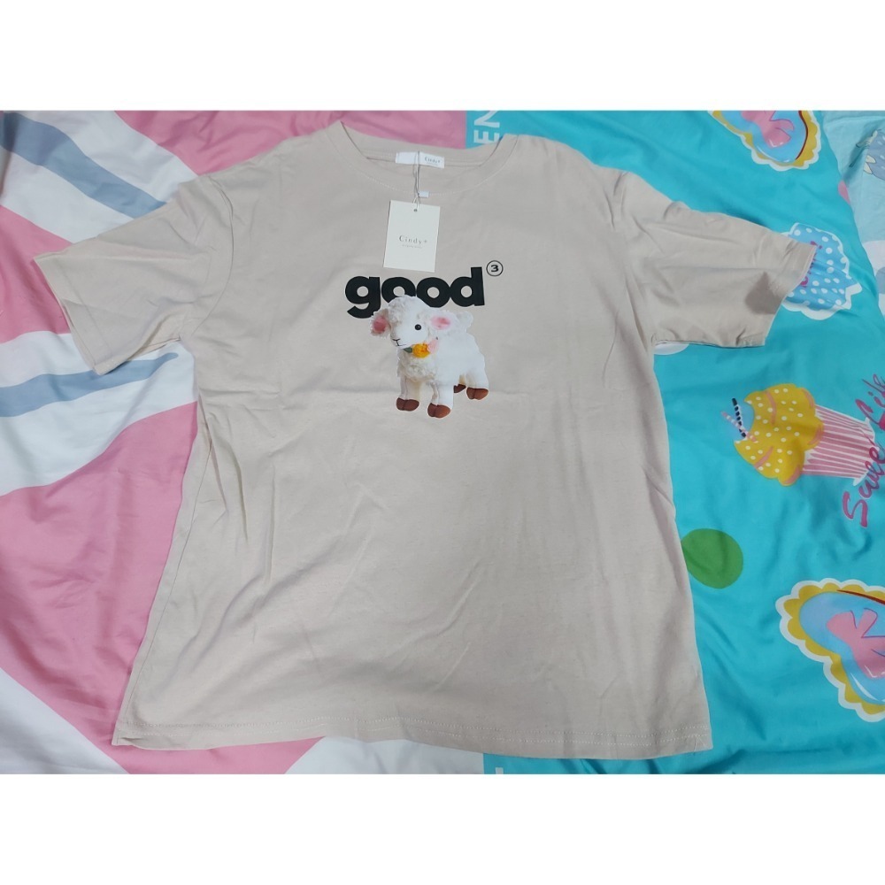 Cindy+ good可愛羊羊短T-奶白色、奶杏色-規格圖3