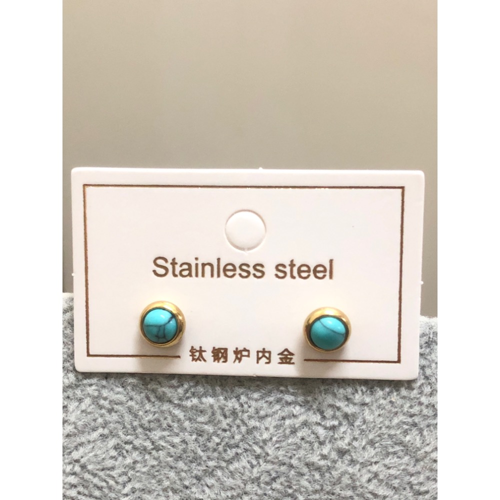 土耳其石不鏽鋼耳環-細節圖2