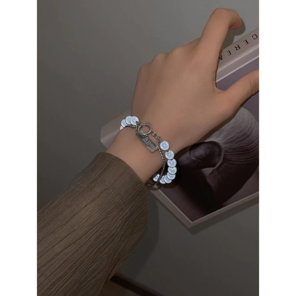 🔥【ins反光手鍊】🔥情侶鍊 反光手鍊 日韓手鍊 好運手鍊 氣質手鍊 閨蜜手鍊 送禮手鍊 簡約手鍊 少女手鍊 時尚手鍊-細節圖2