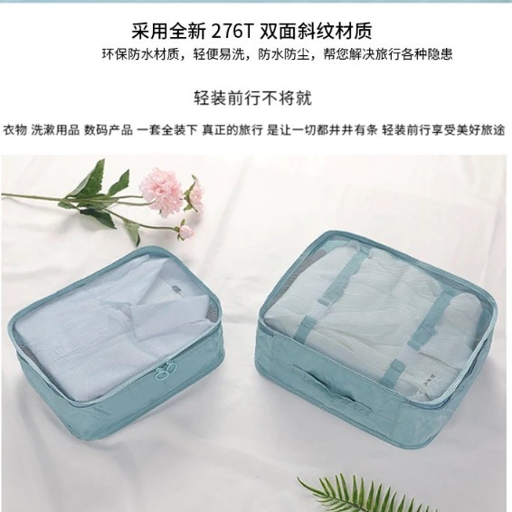 【旅行收納袋 八件組】旅行袋 壓縮袋 收納包 飛機包 行李箱行李收納袋 旅行分裝袋 鞋袋 行李分裝袋 旅行收納包-細節圖3
