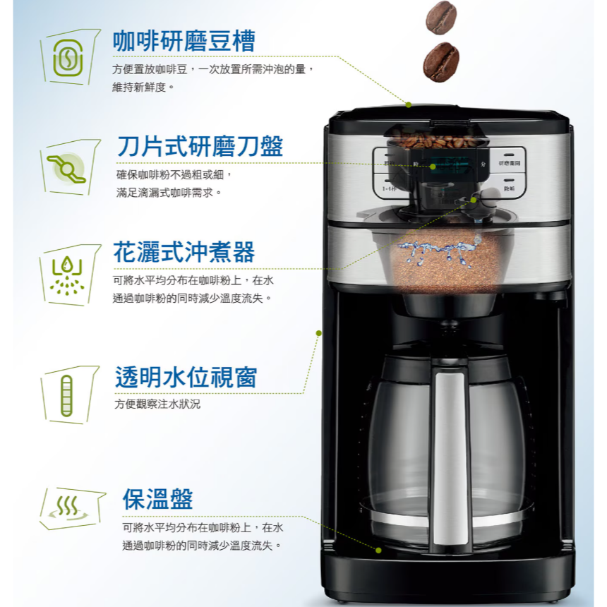特價 全新 美膳雅 全自動研磨咖啡機 Cuisinart DGB-400TW 自動磨豆 一鍵完成咖啡研磨加沖泡-細節圖6