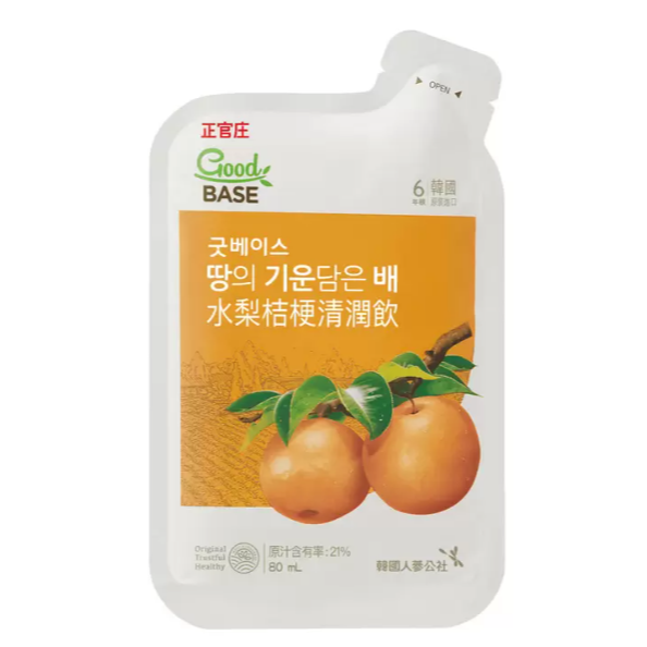 特價 30包 正官庄 GoodBASE 水梨桔梗清潤飲 80毫升 X 30包 韓國水梨 天然 全素-細節圖2