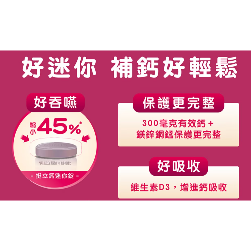 280錠 挺立鈣迷你錠 70錠 X 4入 含維生素D3 添加鎂鋅銅錳-細節圖3