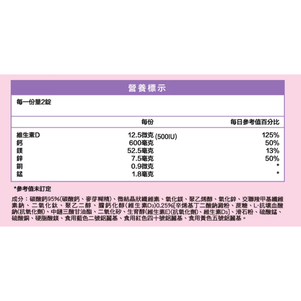 280錠 挺立鈣迷你錠 70錠 X 4入 含維生素D3 添加鎂鋅銅錳-細節圖4