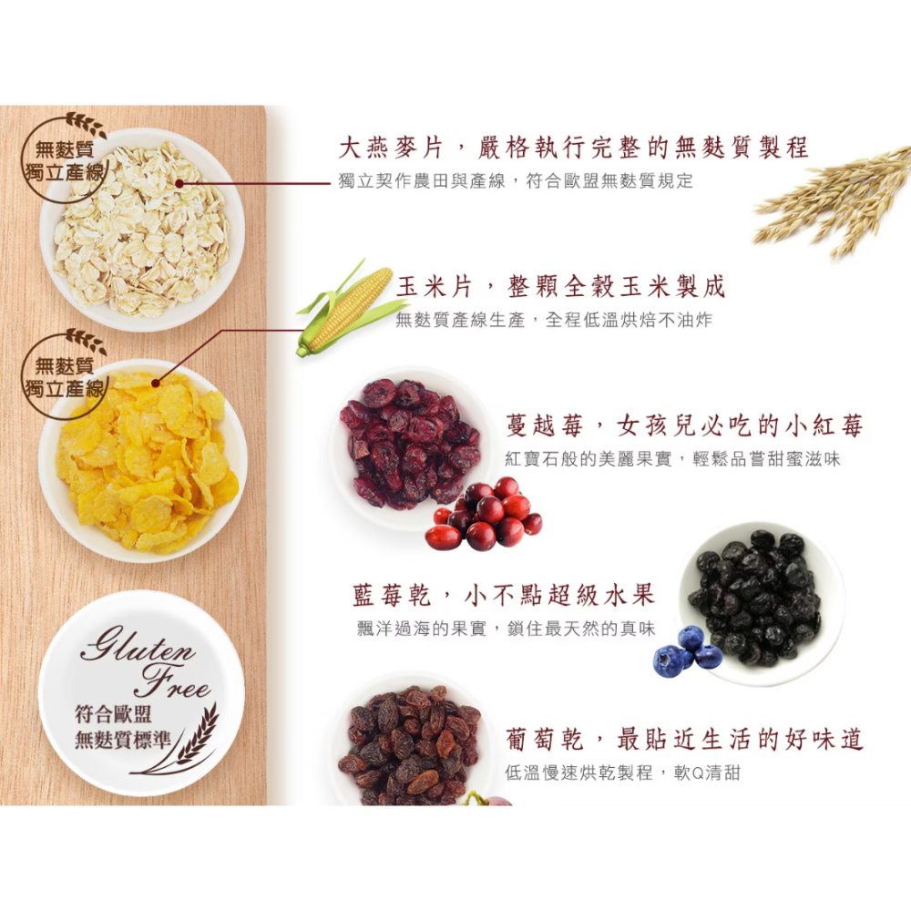 900g 米森 有機無麩質野莓燕麥片 450公克 X 2包 即沖即食 無麩質 3種果乾 蔓越莓乾、籃梅乾、葡萄乾-細節圖4