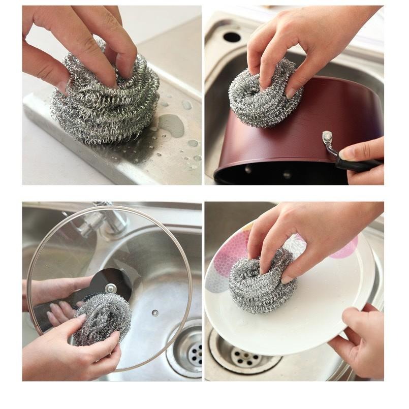【歐帕瑪】C183 清潔鋼絲球  加大款 不銹鋼清潔刷 4入組 6入組 家用鋼絲球 餐廳 絲絨鍋碗刷 廚房 洗碗刷鍋-細節圖5