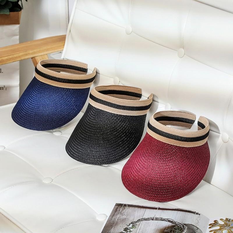 【歐帕瑪】韓國草編空頂鴨舌帽 超大帽檐 遮陽透氣 百搭休閑 戶外出遊太陽帽 海邊沙灘防曬帽 批發-細節圖2