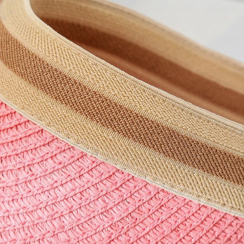 【歐帕瑪】韓國草編空頂鴨舌帽 超大帽檐 遮陽透氣 百搭休閑 戶外出遊太陽帽 海邊沙灘防曬帽 批發-細節圖4