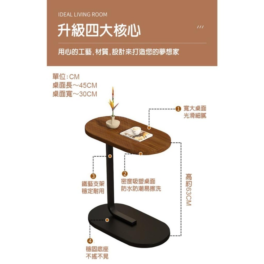 【費歐家】時尚客廳邊桌 床邊桌 簡約現代置物架 陽臺小桌子 移動迷你小桌子、床頭邊小桌子 移動式沙發 邊桌小茶几-細節圖3