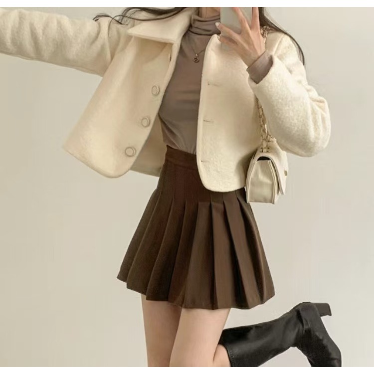 VENUSY｜ 優雅質感羊毛✔ 韓國女裝｜短版短毛羊毛外套-細節圖4