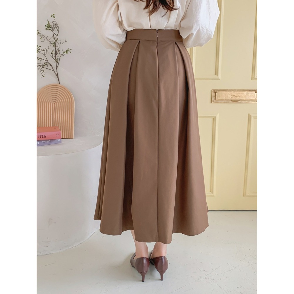 VENUSY｜ 赫本風✔ 韓國女裝｜圓弧粗褶百褶長裙 禮裙-細節圖4