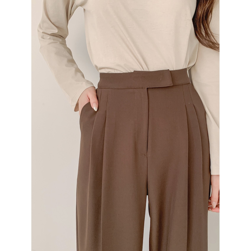 VENUSY｜ 韓國女裝｜寬針褶寬鬆西褲-細節圖4