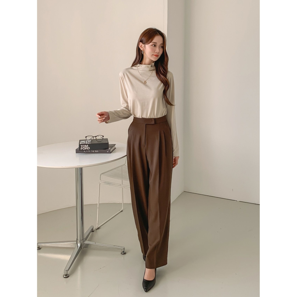 VENUSY｜ 韓國女裝｜寬針褶寬鬆西褲-細節圖6