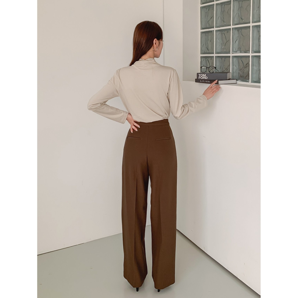 VENUSY｜ 韓國女裝｜寬針褶寬鬆西褲-細節圖10