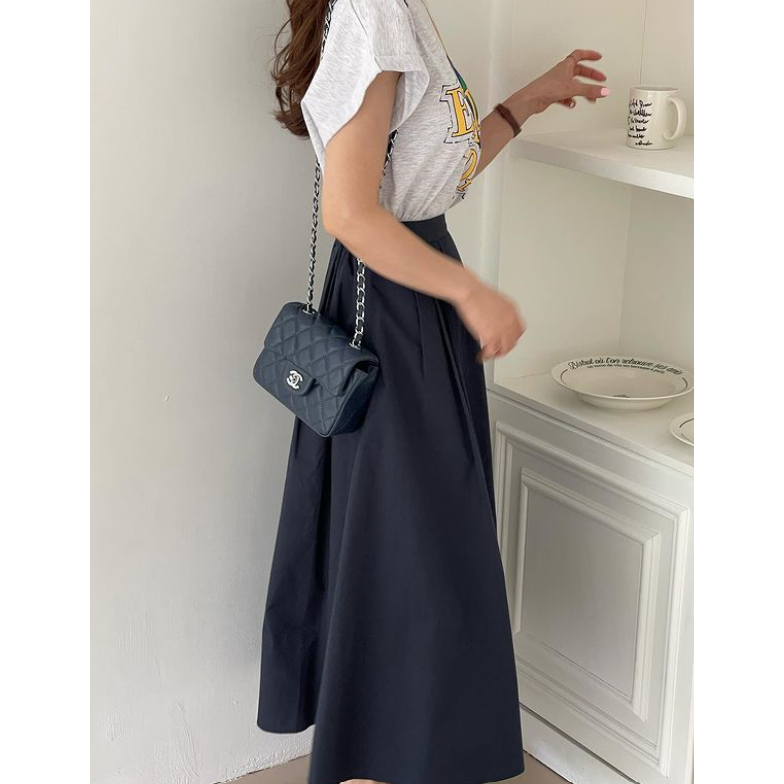 VENUSY｜ 仙女必備✔ 韓國女裝｜純棉抓褶長裙-細節圖5