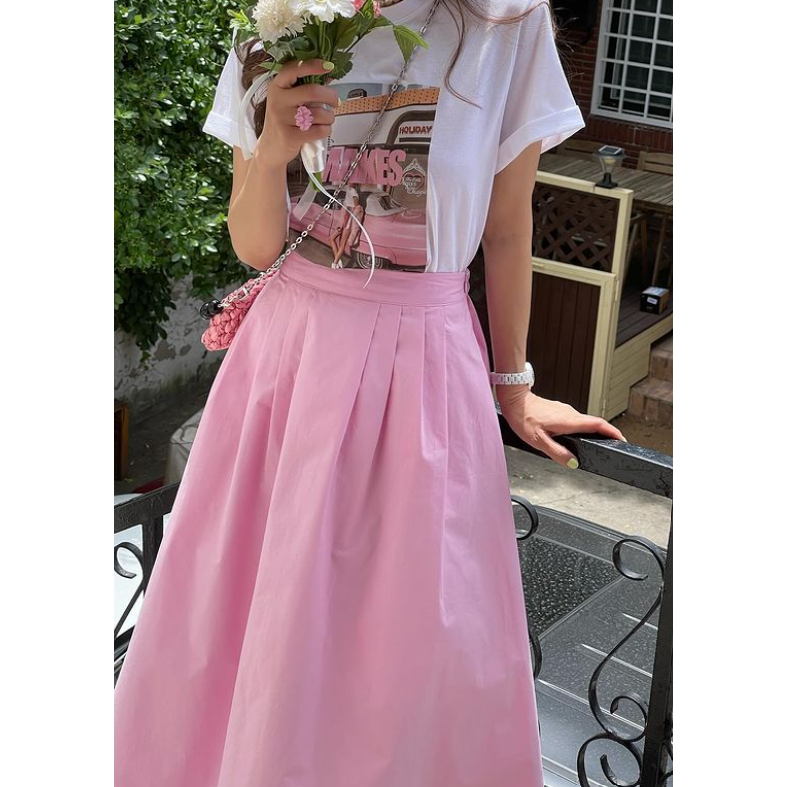 VENUSY｜ 仙女必備✔ 韓國女裝｜純棉抓褶長裙-細節圖9