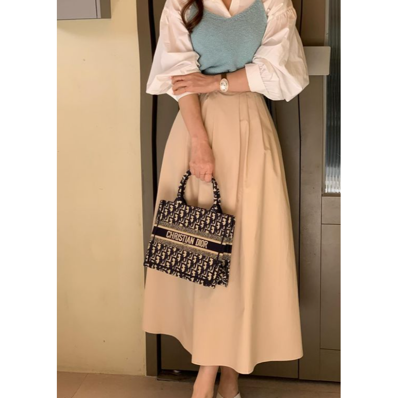 VENUSY｜ 仙女必備✔ 韓國女裝｜純棉抓褶長裙-細節圖10