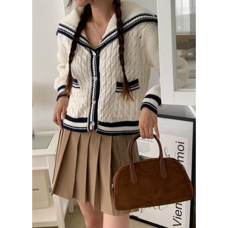 VENUSY｜青春風✔ 韓國女裝｜連帽針織線條外套-細節圖2