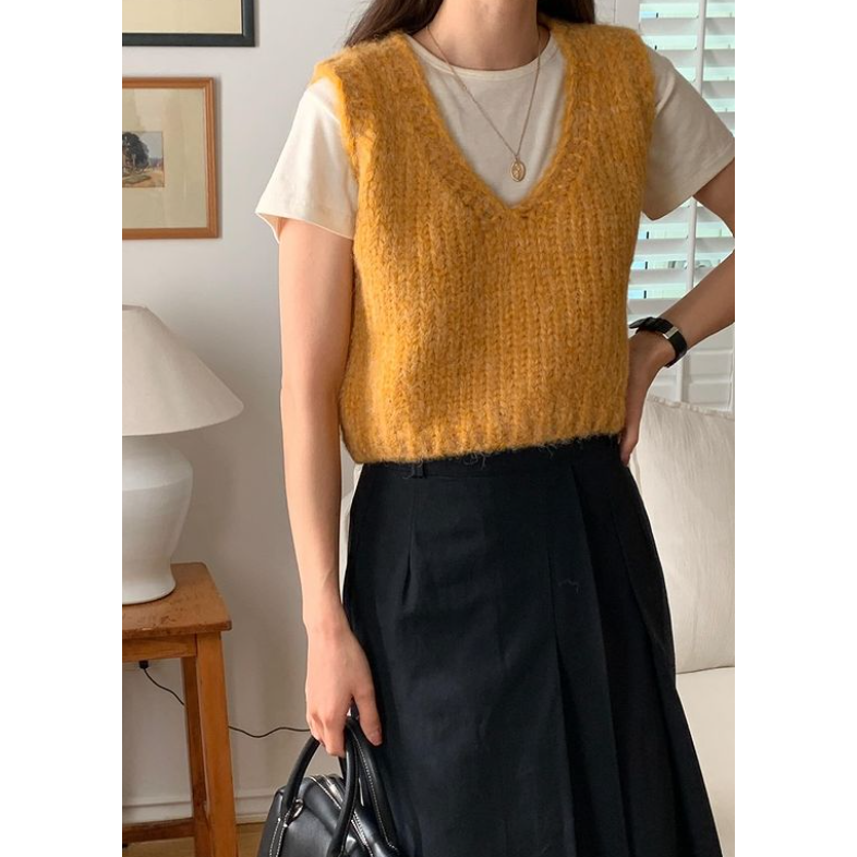 VENUSY｜ 百搭可愛✔ 韓國女裝｜羊毛粗針織背心-細節圖3