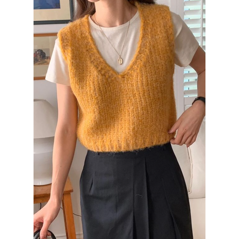 VENUSY｜ 百搭可愛✔ 韓國女裝｜羊毛粗針織背心-細節圖4