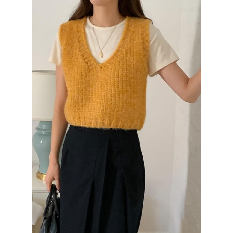 VENUSY｜ 百搭可愛✔ 韓國女裝｜羊毛粗針織背心-細節圖6
