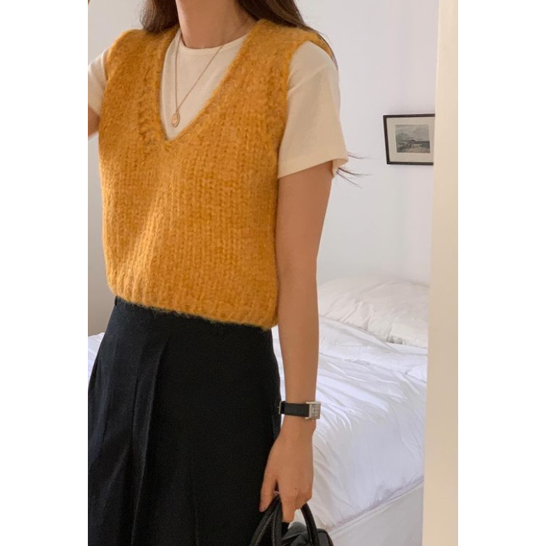 VENUSY｜ 百搭可愛✔ 韓國女裝｜羊毛粗針織背心-細節圖7