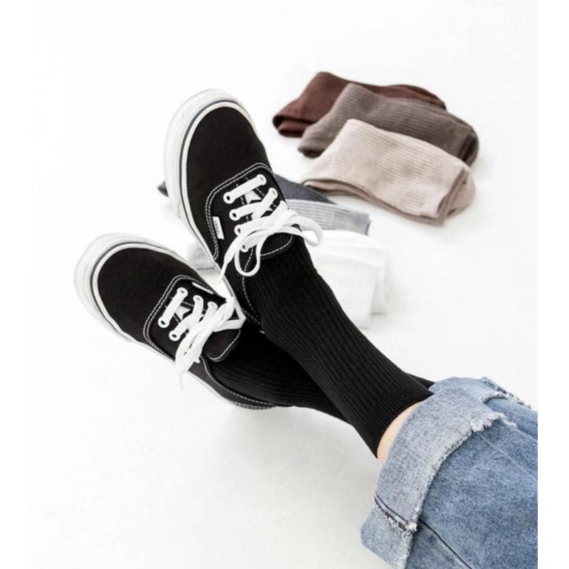 VENUSY｜ 14色☻ 韓國女裝｜棉質條紋中筒襪-細節圖2