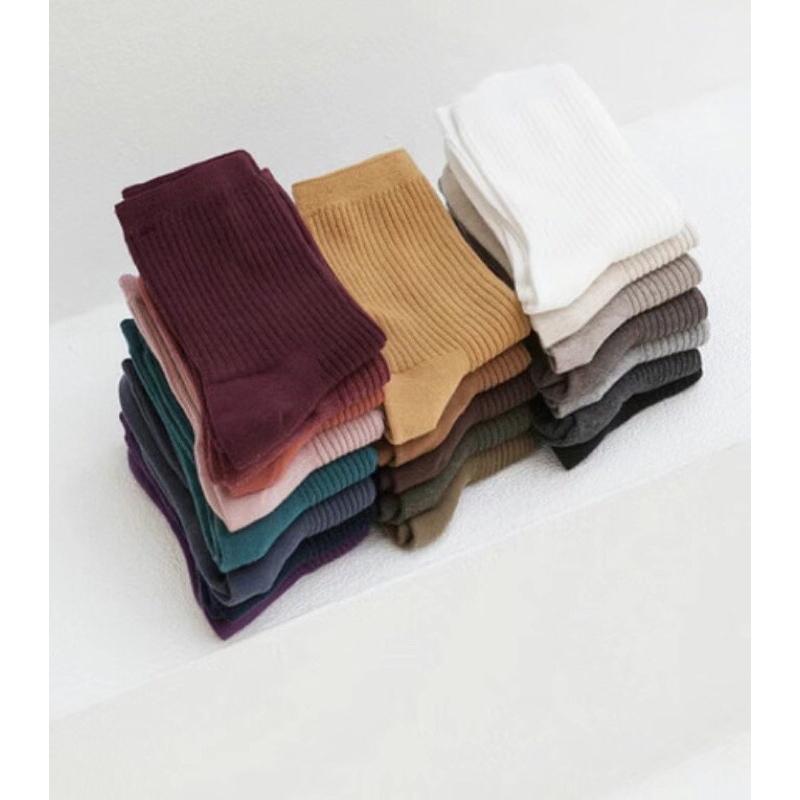 VENUSY｜ 14色☻ 韓國女裝｜棉質條紋中筒襪-細節圖4