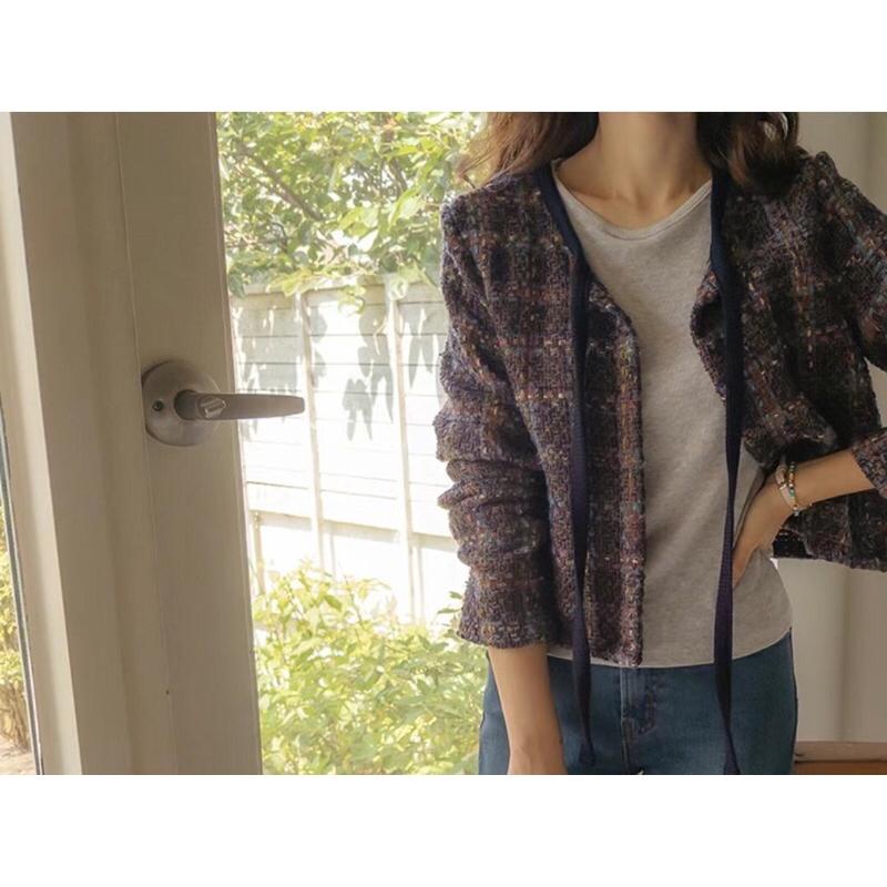 VENUSY｜ 秋冬新品❄ 韓國女裝｜格紋小香風外套-細節圖3