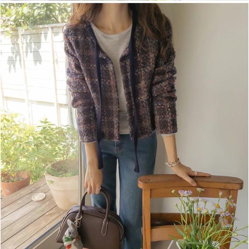 VENUSY｜ 秋冬新品❄ 韓國女裝｜格紋小香風外套-細節圖5