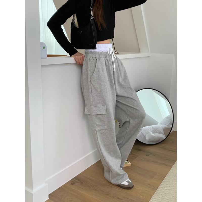 VENUSY｜ 韓國女裝｜純棉綁帶工裝長褲-細節圖3