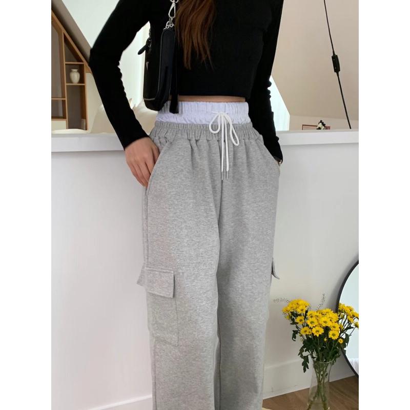 VENUSY｜ 韓國女裝｜純棉綁帶工裝長褲-細節圖4