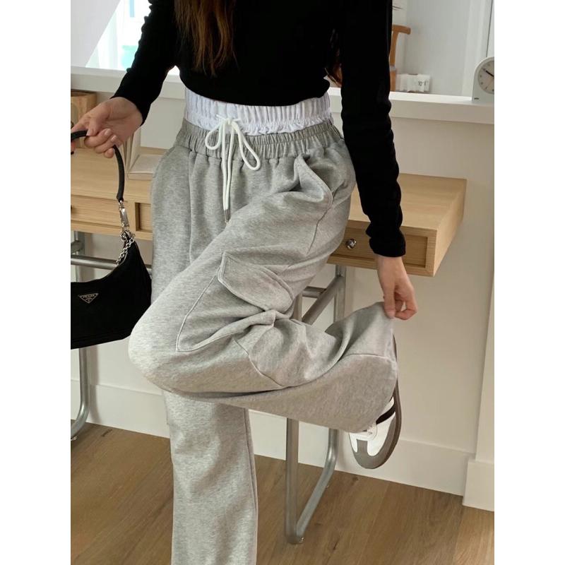 VENUSY｜ 韓國女裝｜純棉綁帶工裝長褲-細節圖5