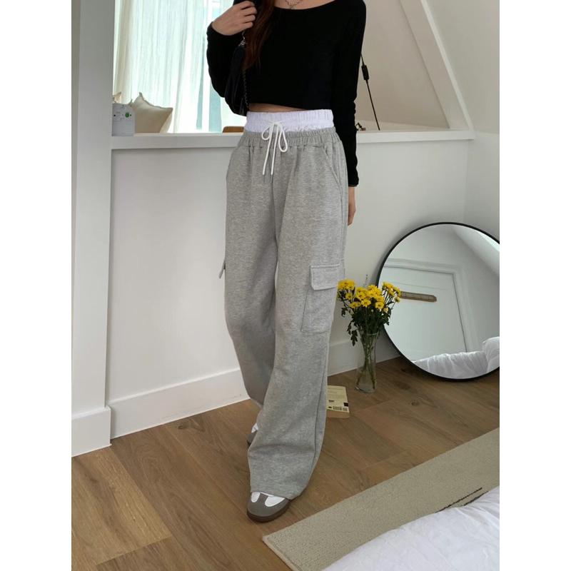 VENUSY｜ 韓國女裝｜純棉綁帶工裝長褲-細節圖6