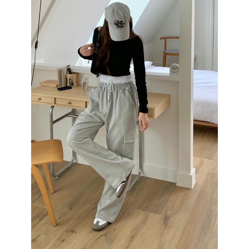 VENUSY｜ 韓國女裝｜純棉綁帶工裝長褲-細節圖7