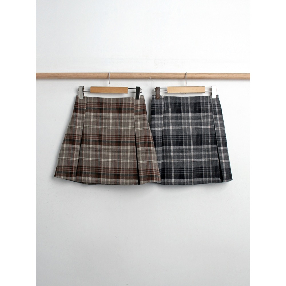 VENUSY｜ 秋冬新款❄ 韓國女裝｜格紋針摺短裙-細節圖10