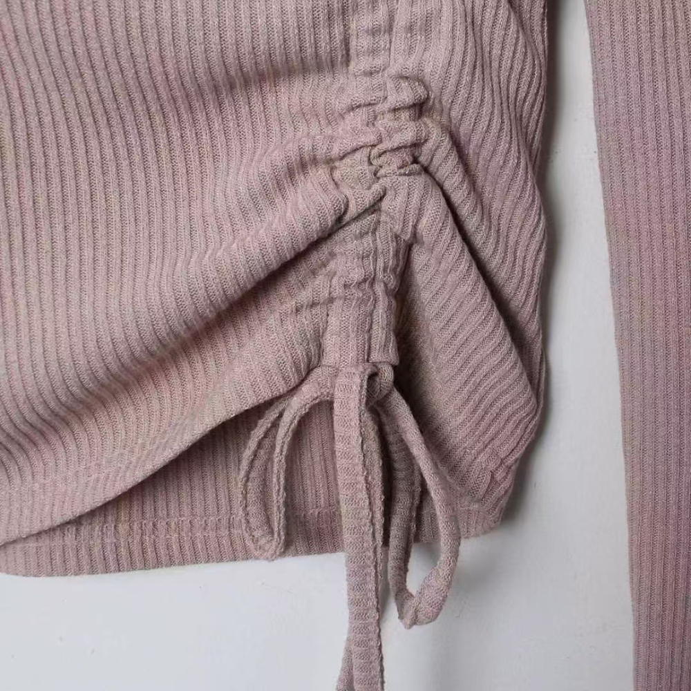 VENUSY｜ 韓國女裝｜抽繩修身船型領針織上衣-細節圖8