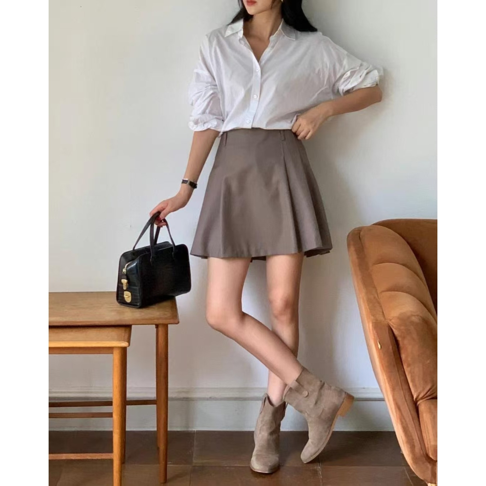 VENUSY｜ 韓國女裝｜新款迷你裙細褶百褶裙 A字裙 前後兩穿-細節圖3