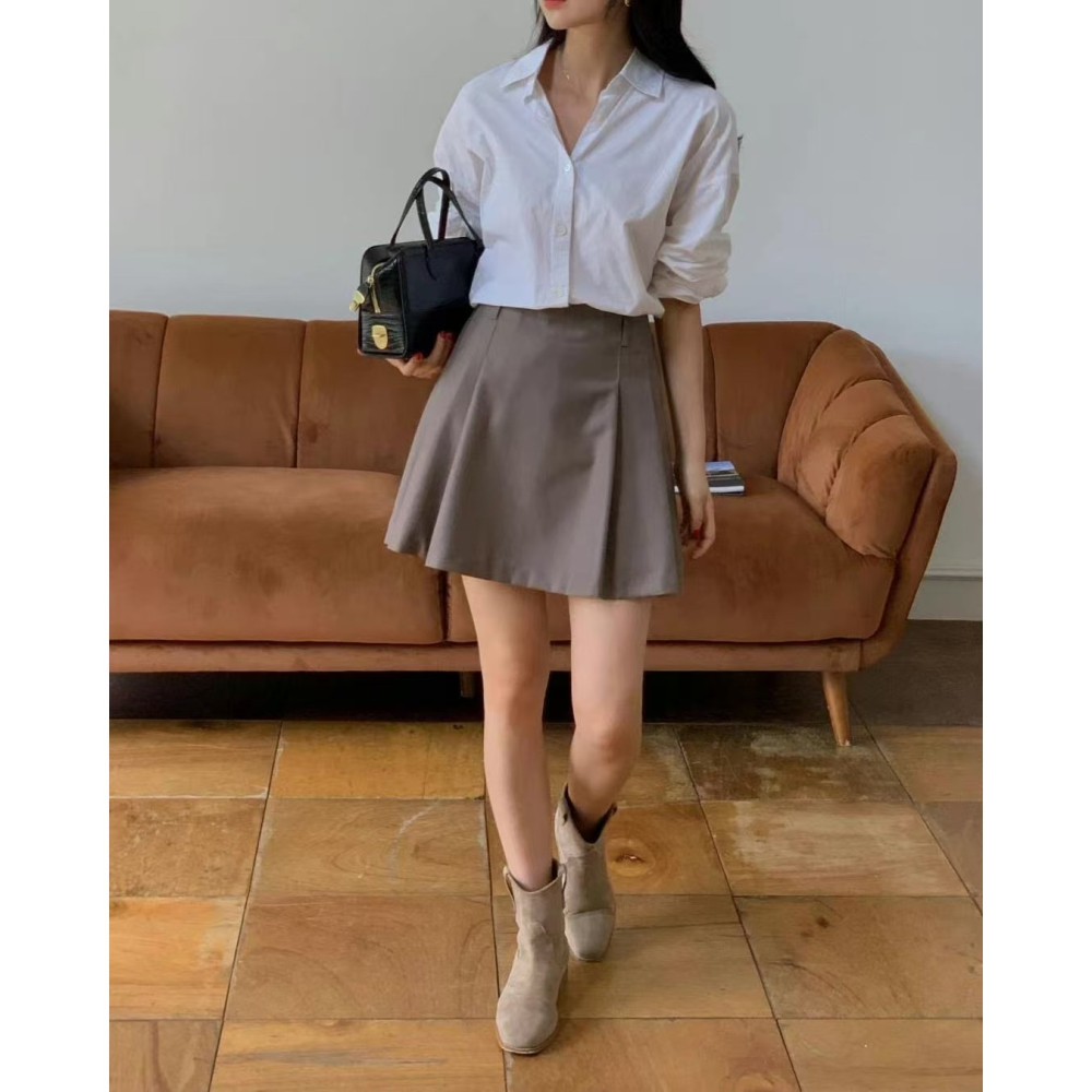 VENUSY｜ 韓國女裝｜新款迷你裙細褶百褶裙 A字裙 前後兩穿-細節圖4