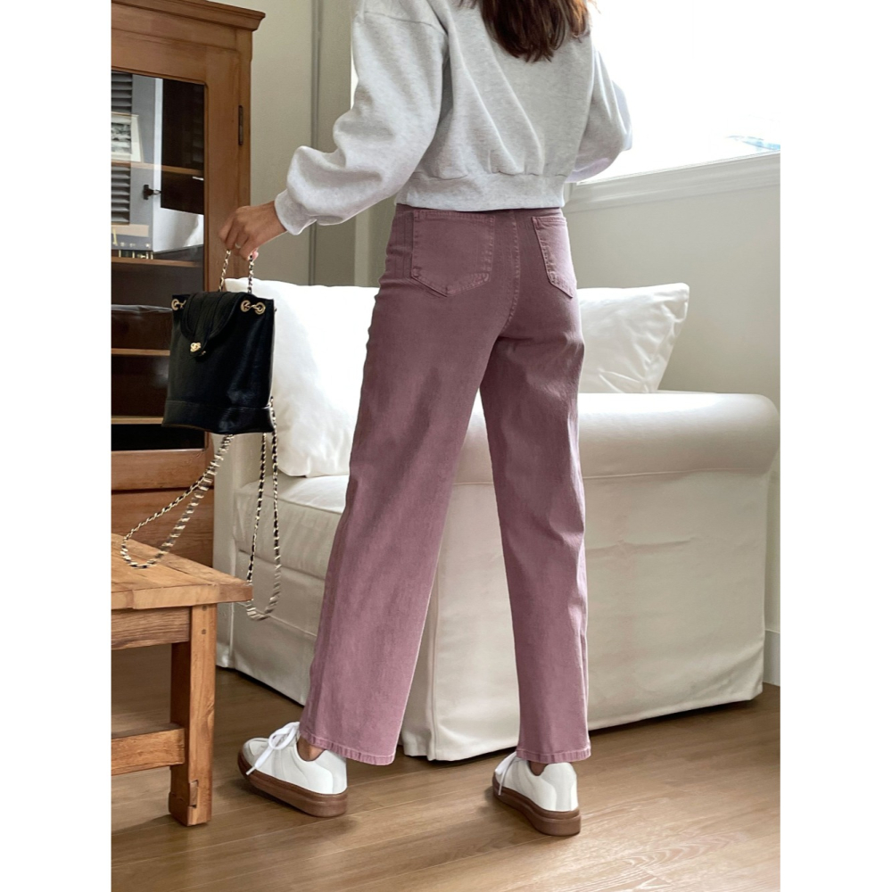 VENUSY｜ 顯瘦9.5分褲✔ 韓國女裝｜棉質直筒長褲-細節圖3