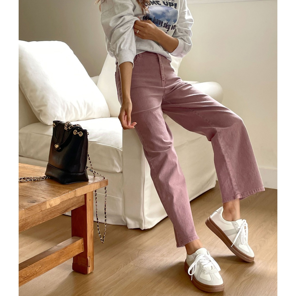 VENUSY｜ 顯瘦9.5分褲✔ 韓國女裝｜棉質直筒長褲-細節圖4