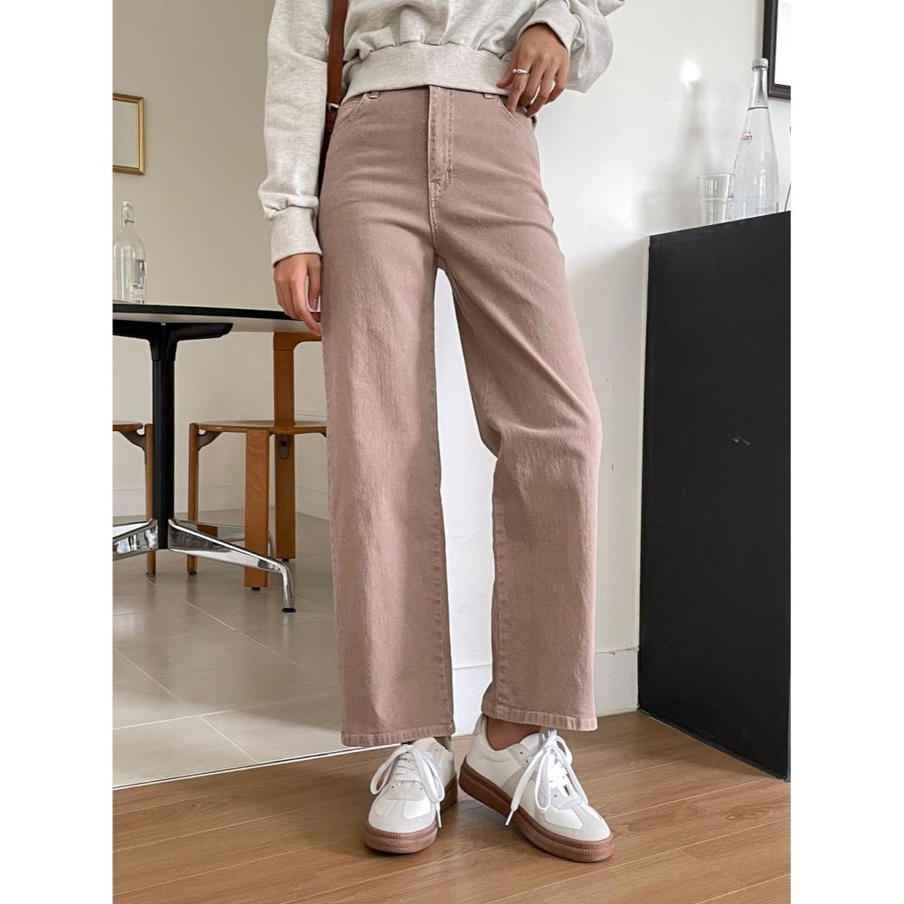 VENUSY｜ 顯瘦9.5分褲✔ 韓國女裝｜棉質直筒長褲-細節圖7