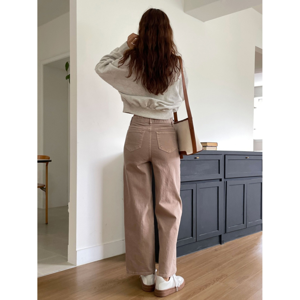 VENUSY｜ 顯瘦9.5分褲✔ 韓國女裝｜棉質直筒長褲-細節圖8