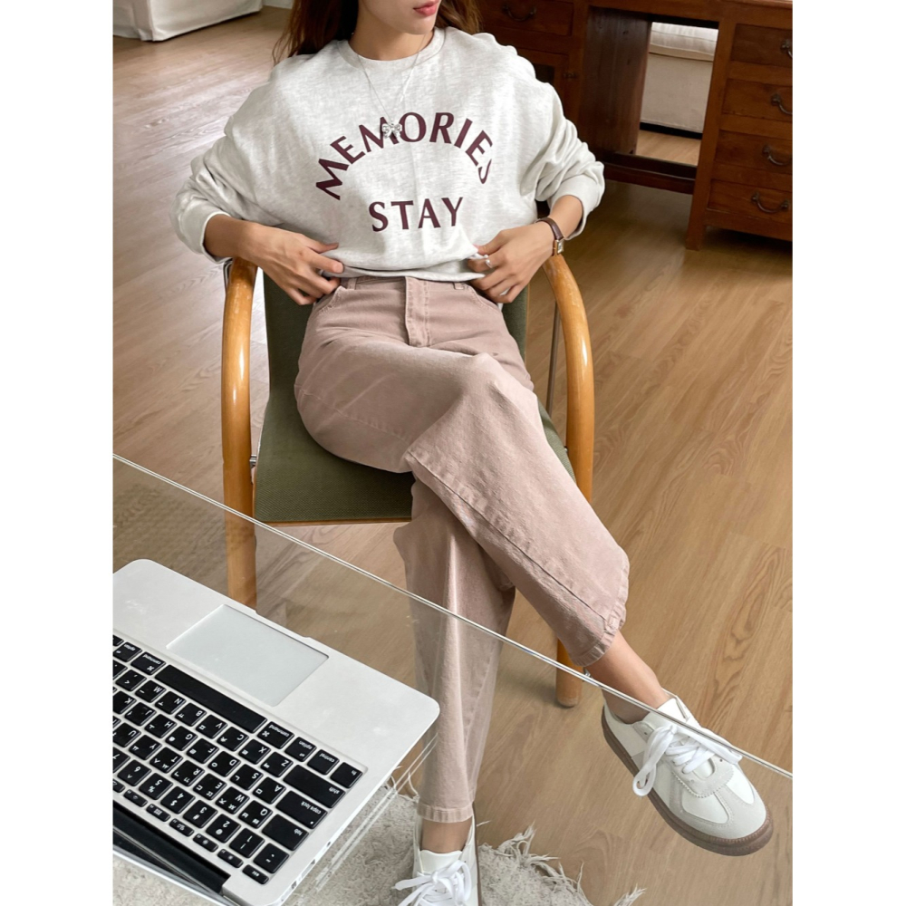 VENUSY｜ 顯瘦9.5分褲✔ 韓國女裝｜棉質直筒長褲-細節圖9