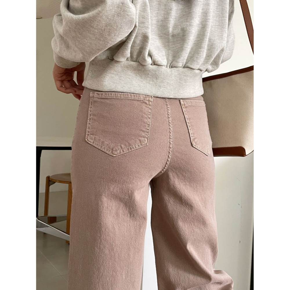 VENUSY｜ 顯瘦9.5分褲✔ 韓國女裝｜棉質直筒長褲-細節圖10