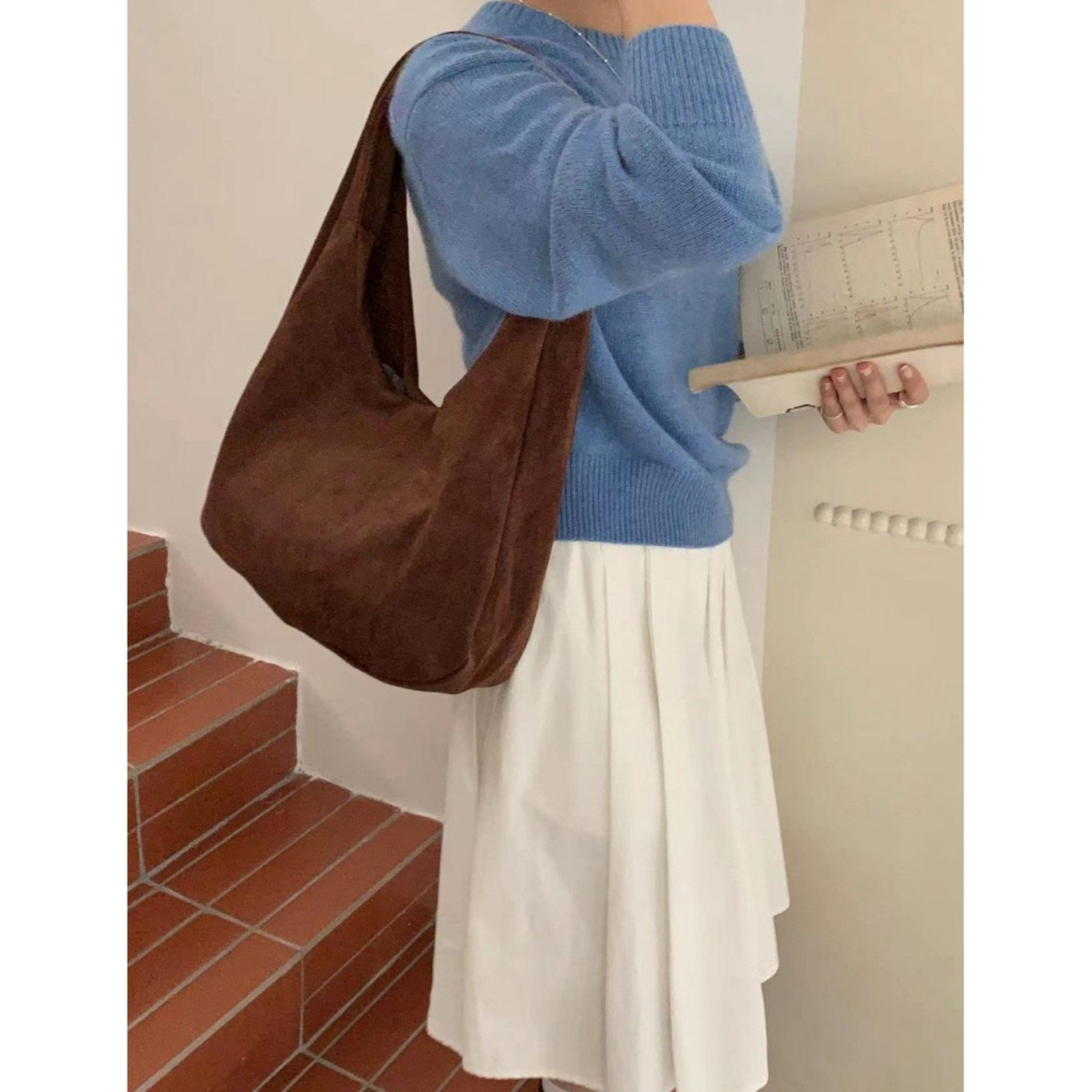 VENUSY｜ 4色☻ 韓國女裝｜麂皮绒面肩背包-細節圖8