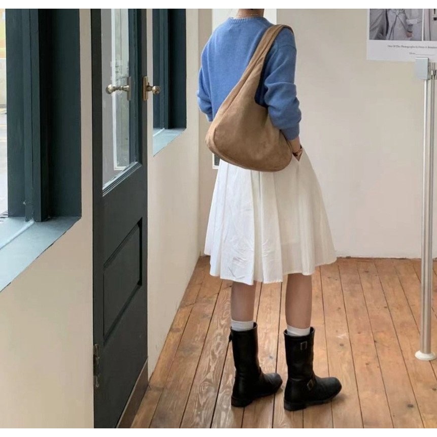 VENUSY｜ 4色☻ 韓國女裝｜麂皮绒面肩背包-規格圖11