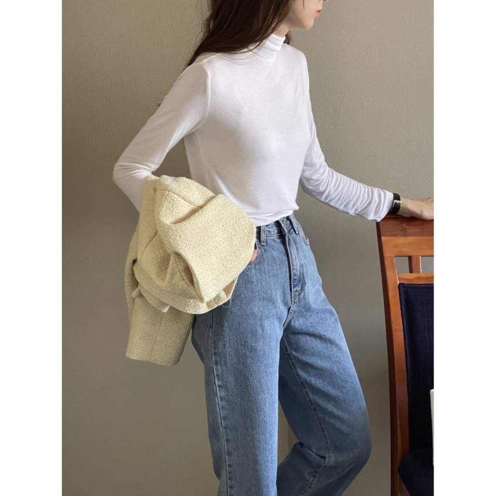 VENUSY｜ 暖羊毛極顯瘦☻ 韓國女裝｜羊毛修身長袖中領T恤 韓國T恤-細節圖6