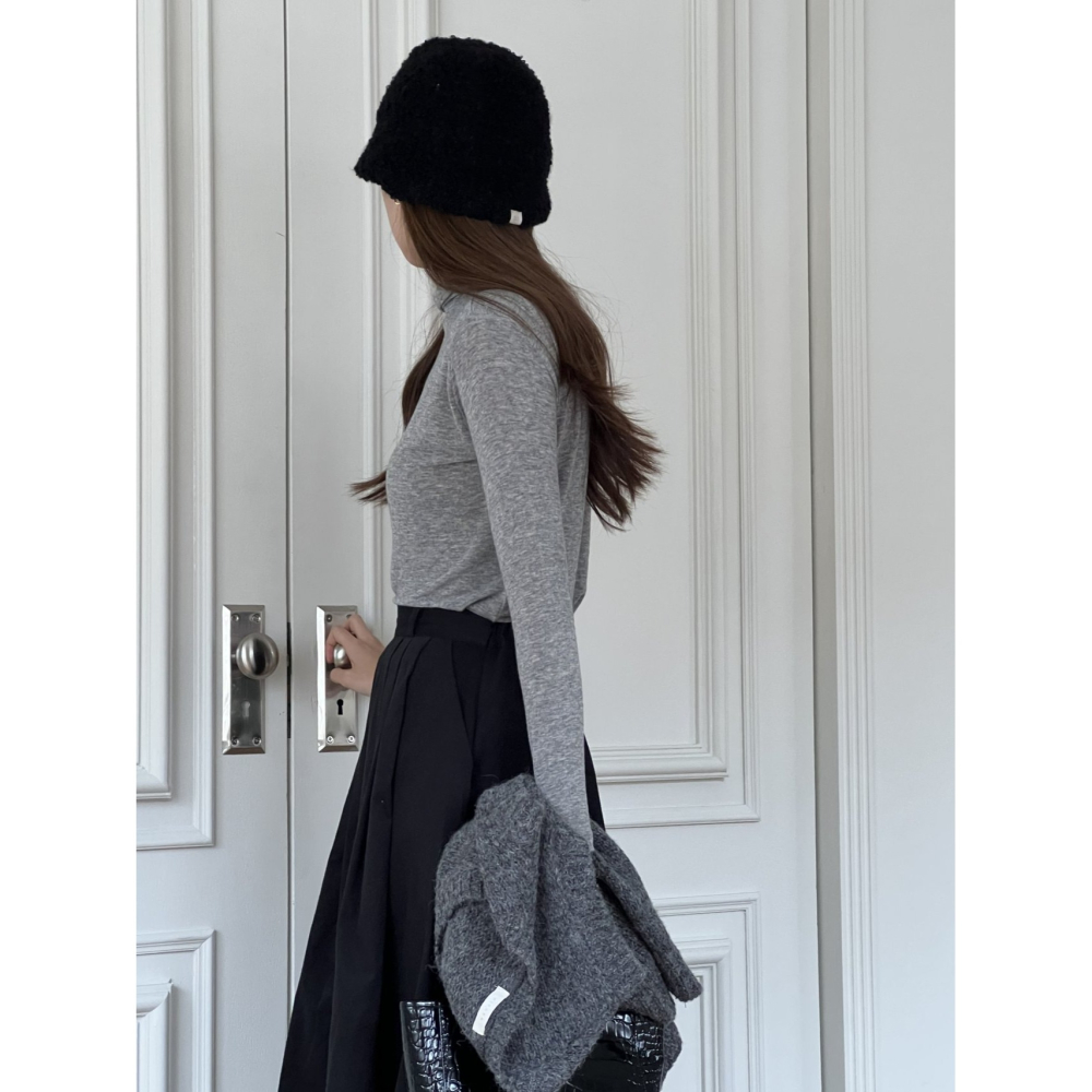 VENUSY｜ 暖羊毛極顯瘦☻ 韓國女裝｜羊毛修身長袖中領T恤 韓國T恤-細節圖8